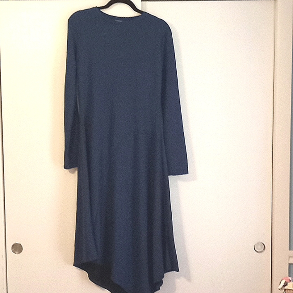 Zara Basics  Asymmetrical Dress Blue with Black Lines in Size M (NWT)